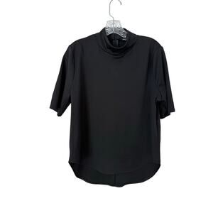 ZARA Black Mock Neck Short Sleeve Top Size Medium